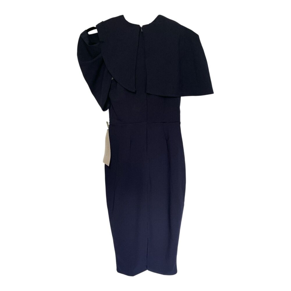 NWT Club L London Navy Draped Midi Dress With Cape | Size US 4 - Picture 7 of 8